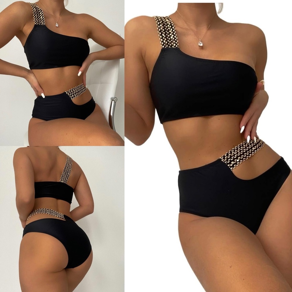 Bikini Set for Women Cutout One Shoulder Bikini Swimsuit Size Large